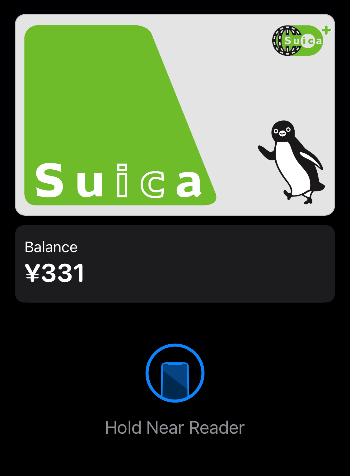 Suica card in Apple Wallet